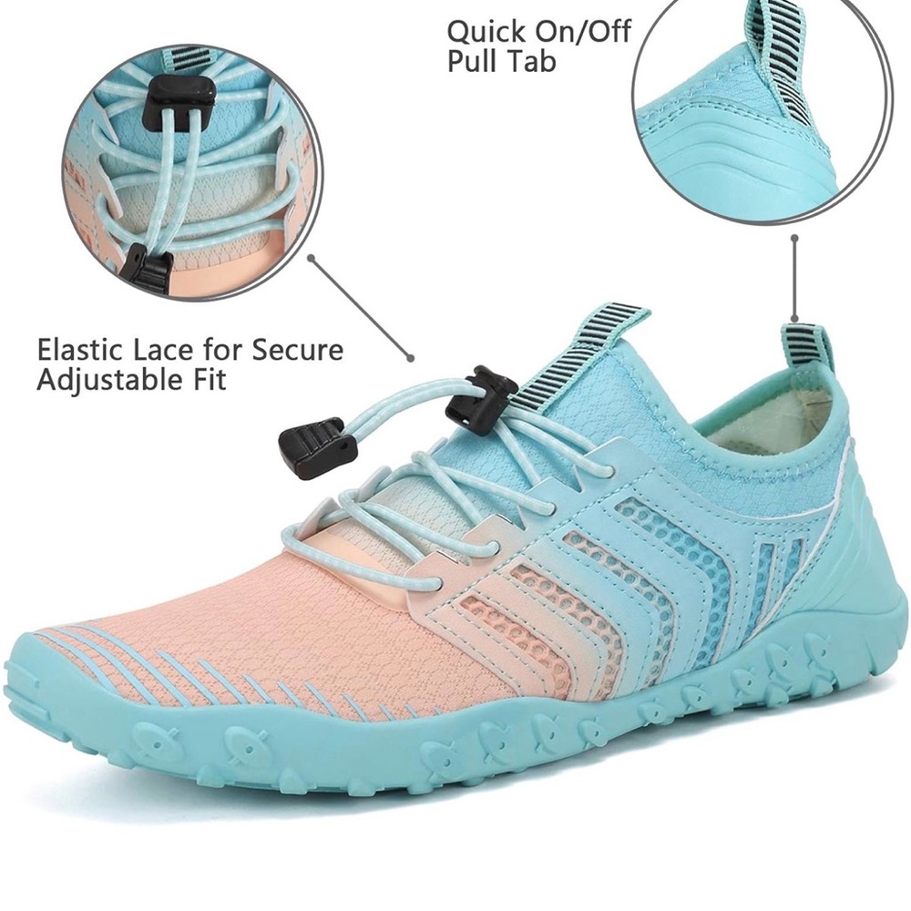 Women’s Aqua & Peach Athletic Water Shoes - Picture 3 of 3